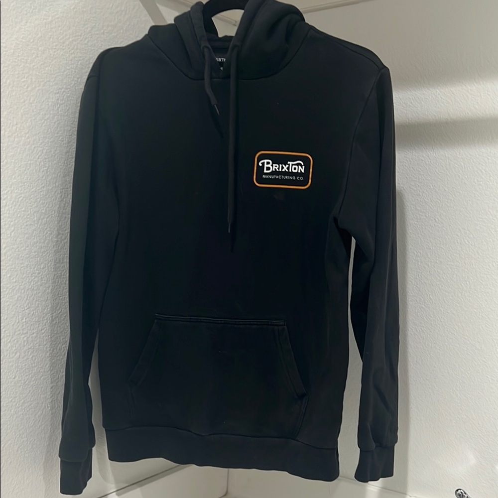 Brixton Black Hoodie with Orange Logo